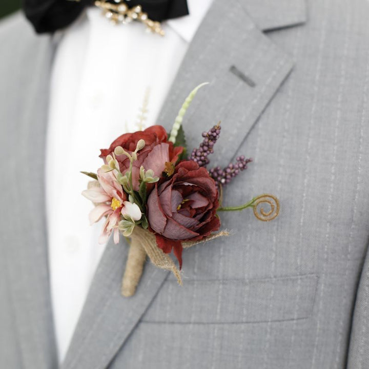 Elegant Multi-Color Floral Boutonniere for Weddings