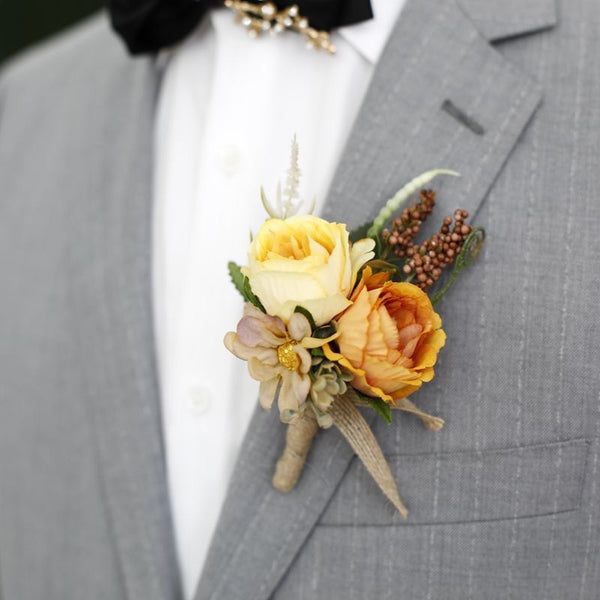 Elegant Multi-Color Floral Boutonniere for Weddings