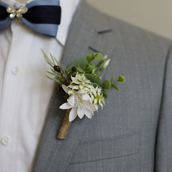 Rustic Eucalyptus and Protea Boutonnieres