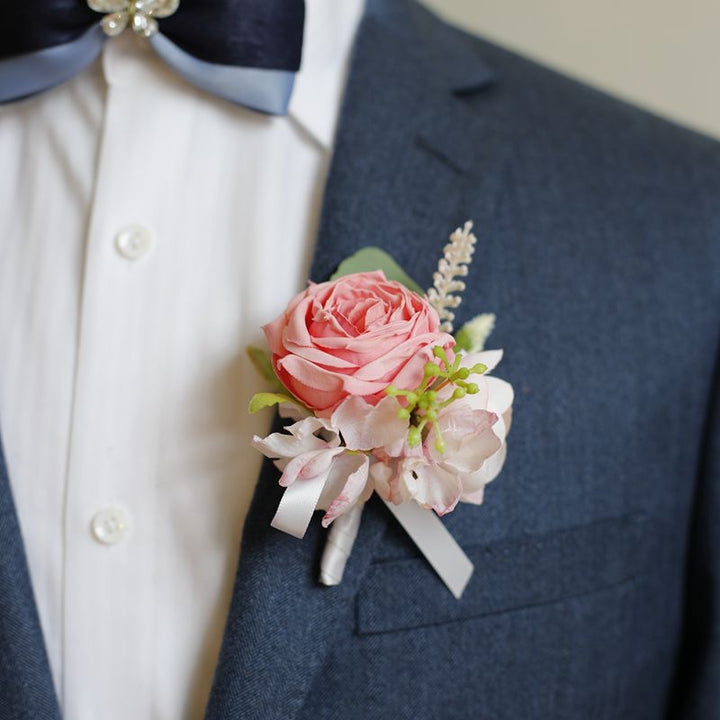 Rustic Rose and Hydrangea Boutonniere Collection