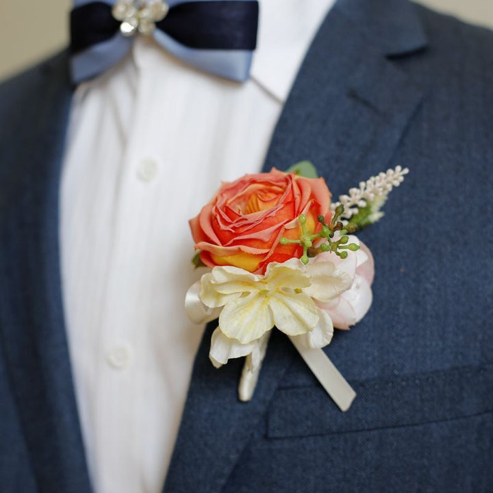 Rustic Rose and Hydrangea Boutonniere Collection