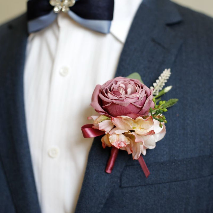 Dusty Rose and Hydrangea Boutonniere Collection