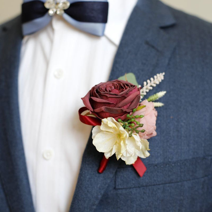 Rustic Rose and Hydrangea Boutonniere Collection