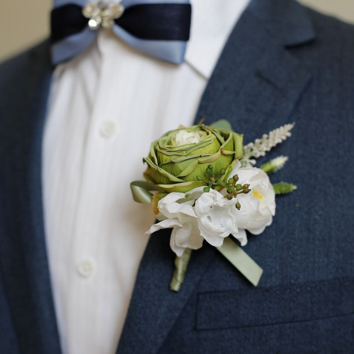 Rustic Rose and Hydrangea Boutonniere Collection