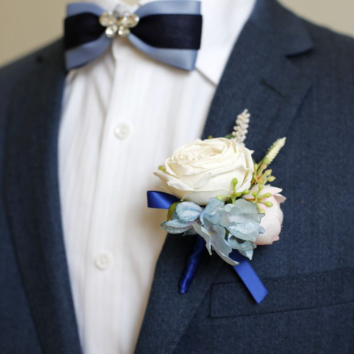 Rustic Rose and Hydrangea Boutonniere Collection