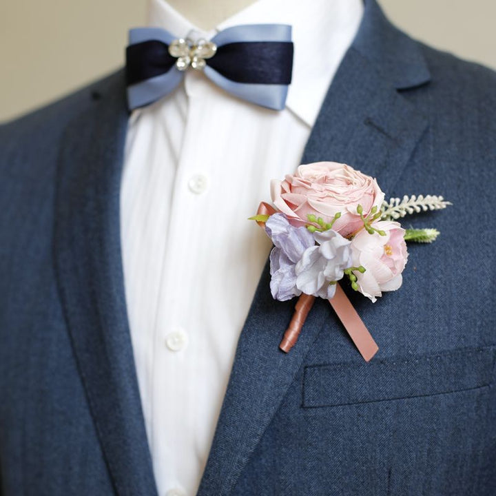 Rustic Rose and Hydrangea Boutonniere Collection