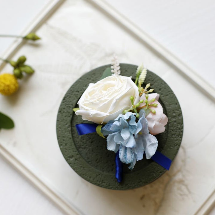 Rustic Rose and Hydrangea Boutonniere Collection