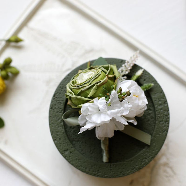 Rustic Rose and Hydrangea Boutonniere Collection