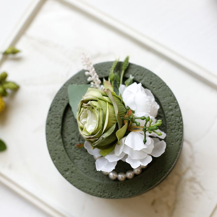 Elegant green rose Floral Corsage for Bridesmaids