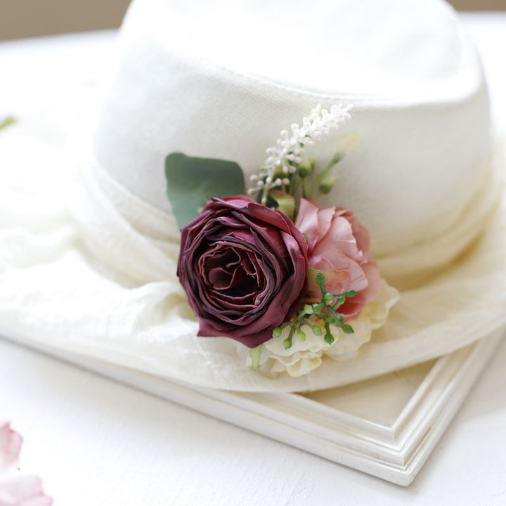 Elegant dusty rose Floral Corsage for Bridesmaids