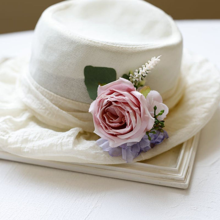 Elegant dusty pink rose Floral Corsage for Bridesmaids