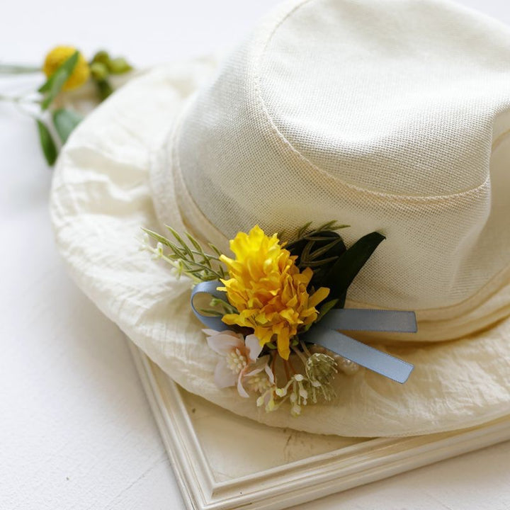 Golden Yellow and White Floral Corsage