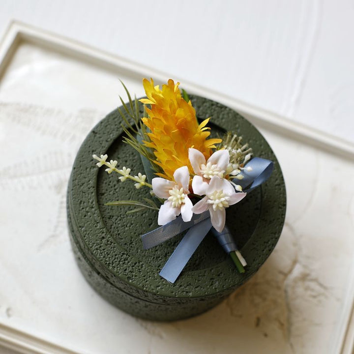 Golden Yellow and White Floral Boutonniere