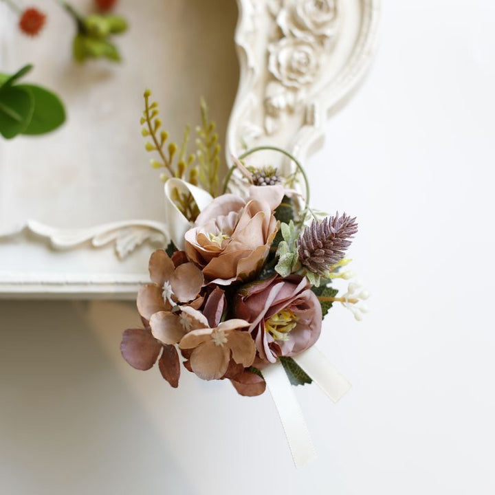 Rustic Elegance: dusty Rose and Hydrangea Corsage Collection