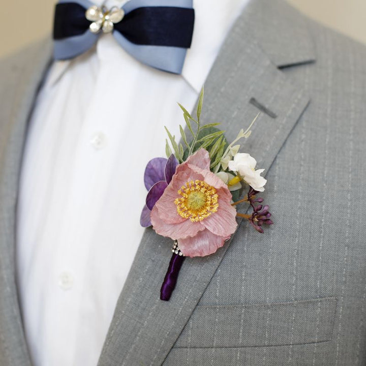 dusty pink Anemone Boutonniere Collection