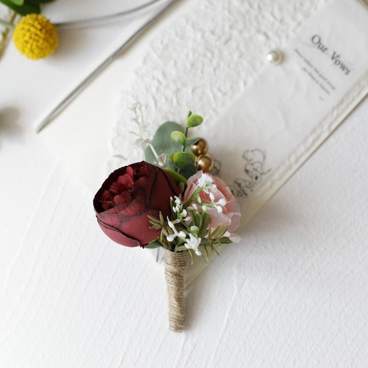 Rustic Rose and Eucalyptus Boutonniere Collection