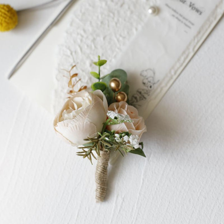 Rustic Rose and Eucalyptus Boutonniere Collection