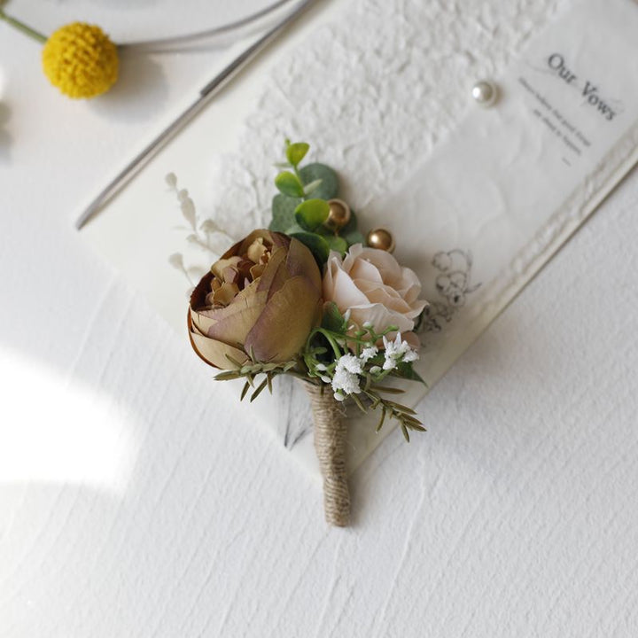 Rustic Rose and Eucalyptus Boutonniere Collection