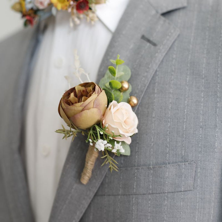 Rustic Rose and Eucalyptus Boutonniere Collection