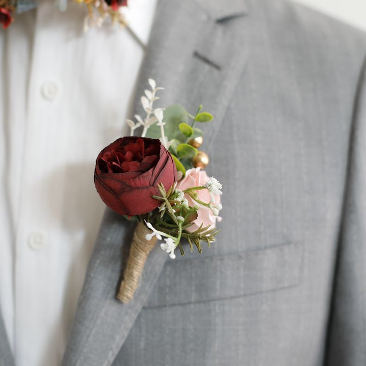 Rustic Rose and Eucalyptus Boutonniere Collection