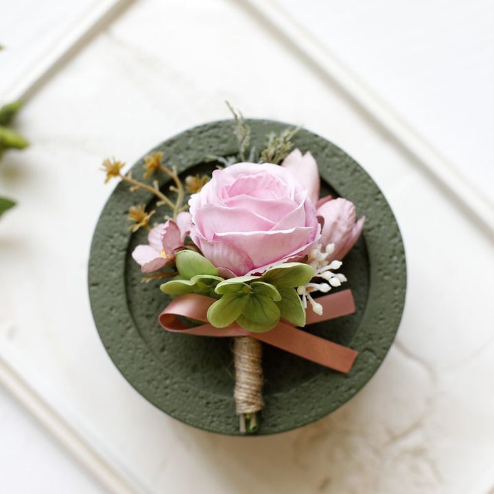 dusty blue Rose and Hydrangea Boutonniere Collection