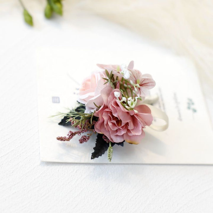 dusty pink Rose and Hydrangea Corsage Collection