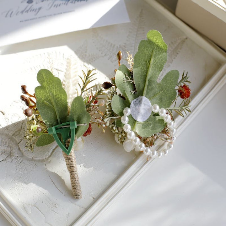 Ivory Rose and Rustic Greenery Boutonniere