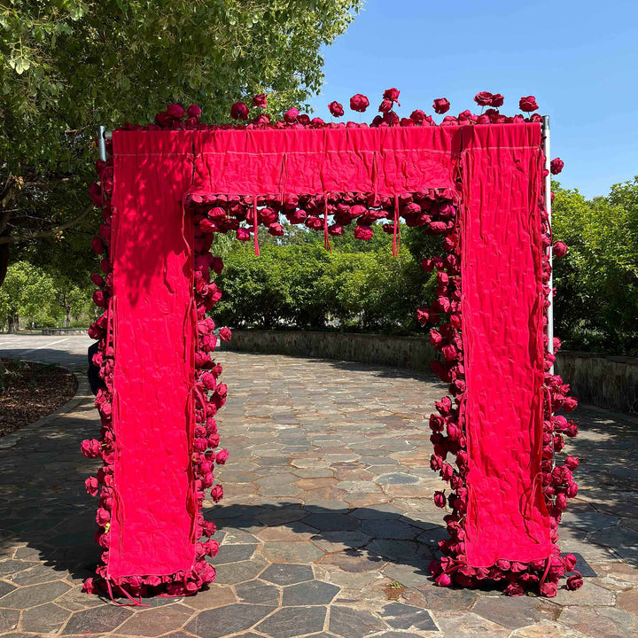 FLASH SALE Flower Arch 5D Wine Red Roses Floral Set Fabric Backdrop Flower Wall Proposal Wedding Party Decor