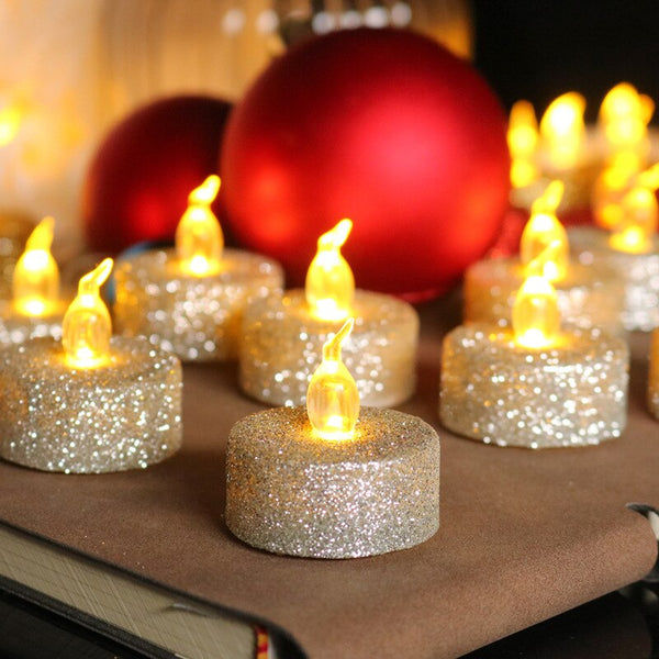 Glitter Powder LED Candles Pack 6