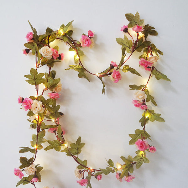 8.2FT 30 LED Rose Flower Garland Fairy String Light