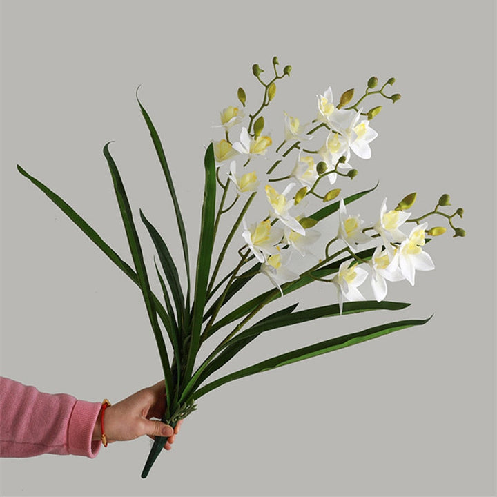 Artificial Orchid Branch with Green Leaves, perfect as artificial plant.