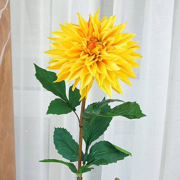 Long Branch Dahlia with Green Leaf Artificial Flower, perfect as faux flowers.