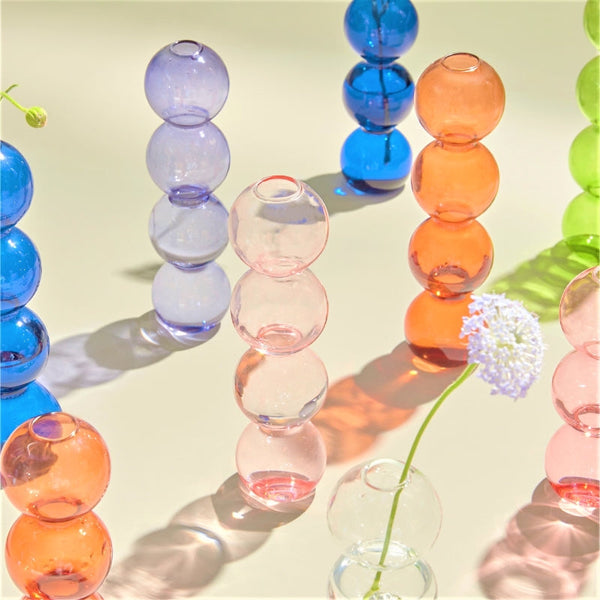 Colored Glass Bubble Vase for Flower Arrangement