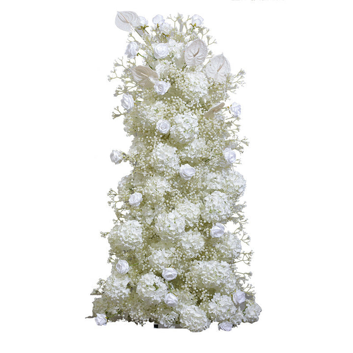 Flower Arch White Baby's Breath Hydrangea Rose Artificial Floral Event Proposal Wedding Decoration