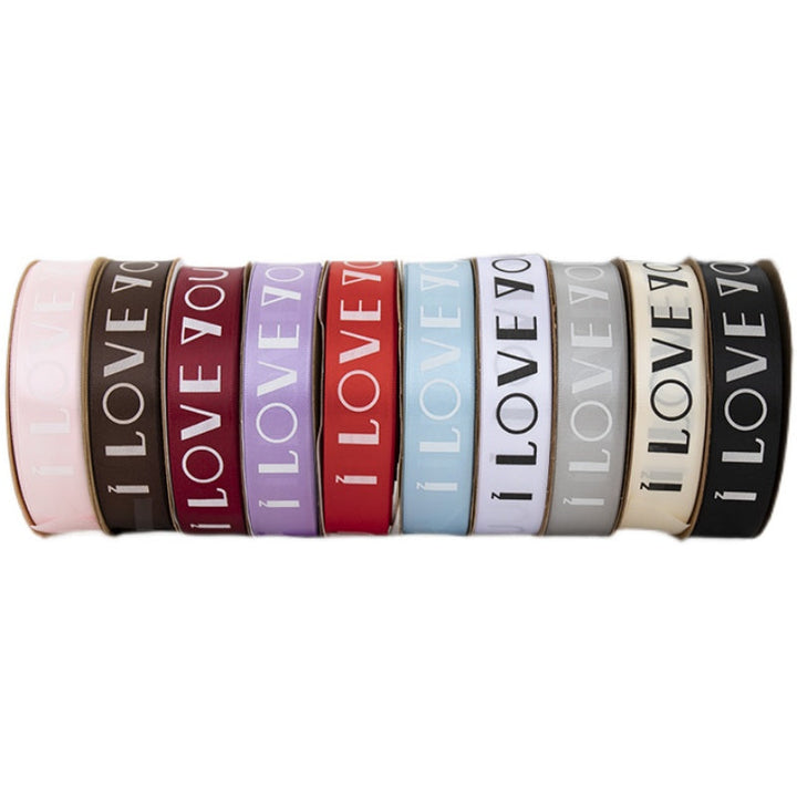 I LOVE YOU Polyester Satin Ribbon (25mmx50Yd) is a delightful addition to your valentine's day bouquets collection.