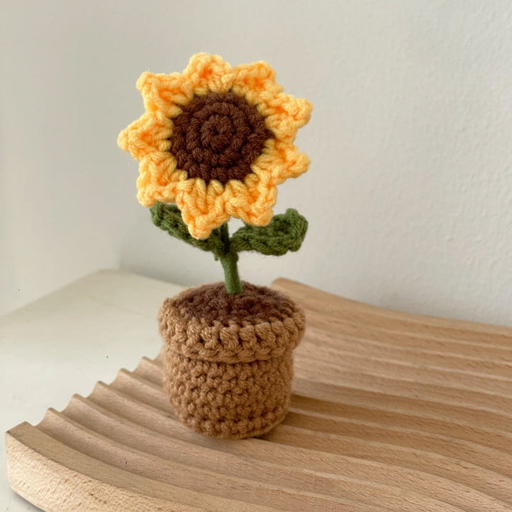 Finished Crochet Tulip Sunflower Small Potted Flower