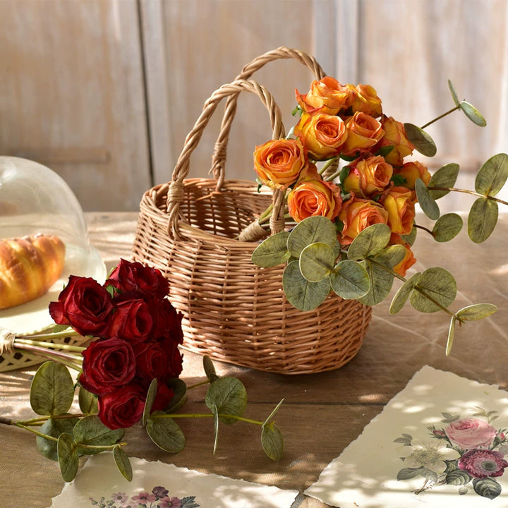 Vintage Terracotta Burnt Orange Mini Rose Bouquet for Wedding and Home Décor