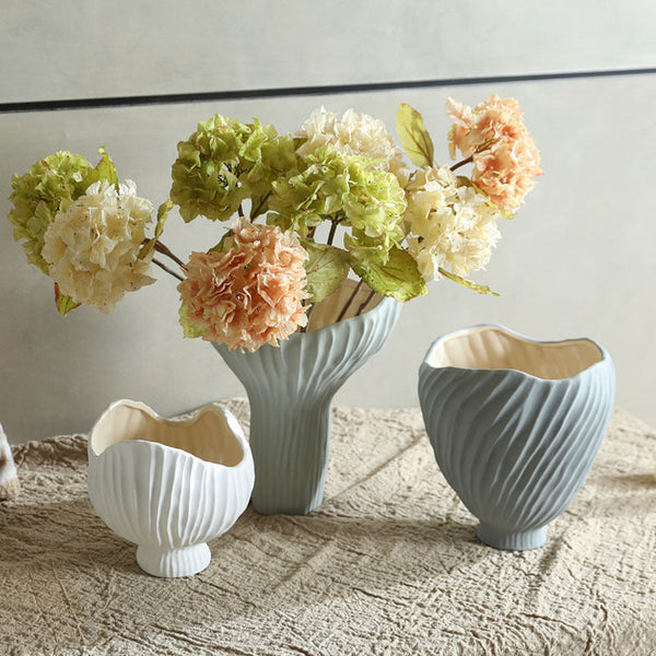 Wabi-Sabi inspired ceramic vase collection in white and gray