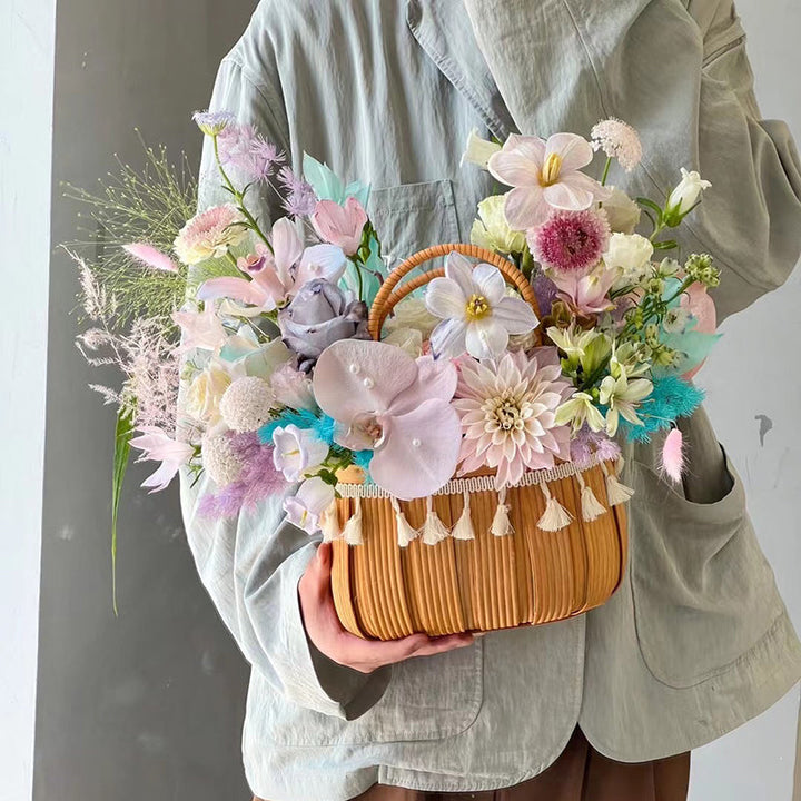 Rattan Flower Basket with Tassels