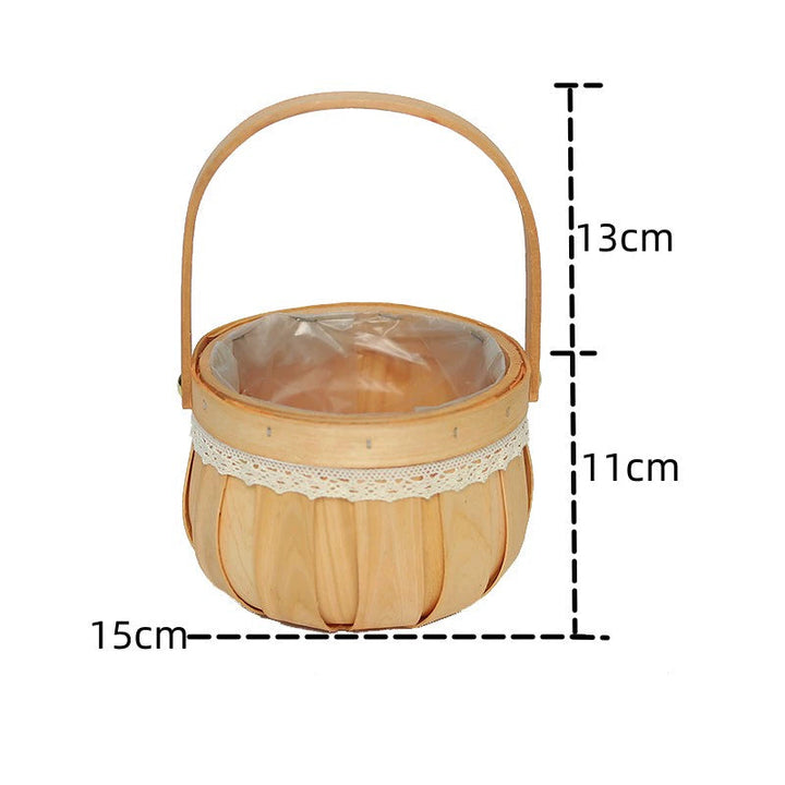 Wooden Round Basket with Plastic Liner