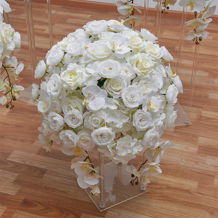 Table Flowers White Phalaenopsis Rose Flower Ball Wedding Decoration