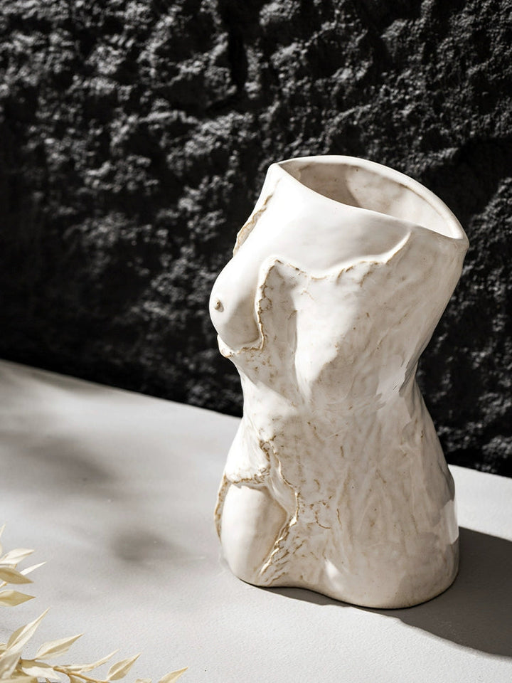 Unique Female Body White Ceramic Vase