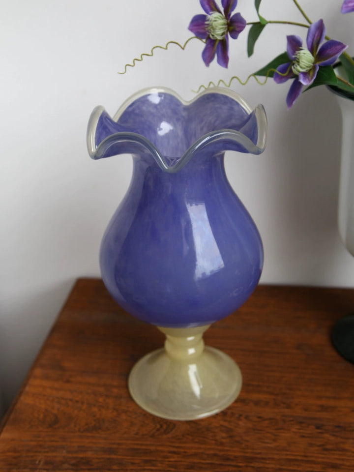 Ruffled Edged Fenton Art Pedestal Vase