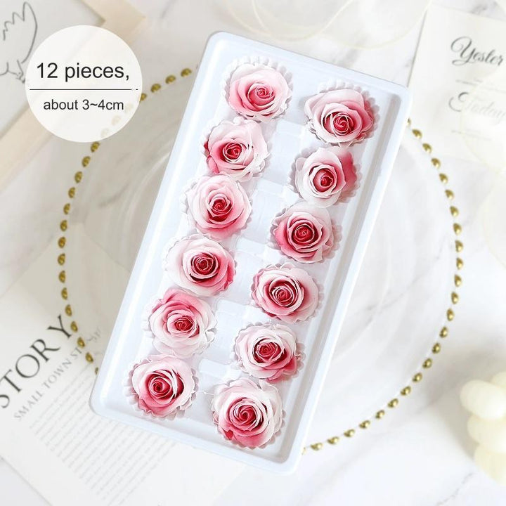 Premium Preserved Pink-White Rose, 2-6cm