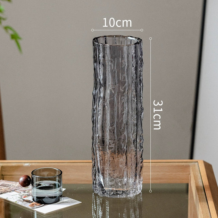 Glacier Textured Transparent Glass Vase