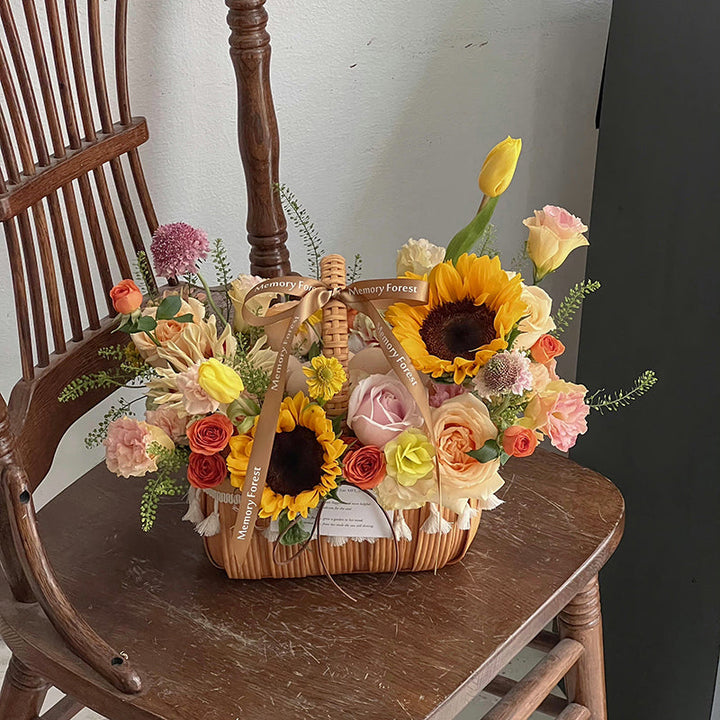 Rattan Flower Basket with Tassels