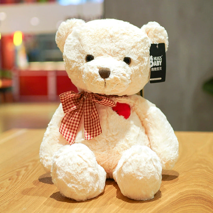 Plush Teddy Bear with Plaid Bow 35cm is a delightful addition to your valentine's day bouquets collection.