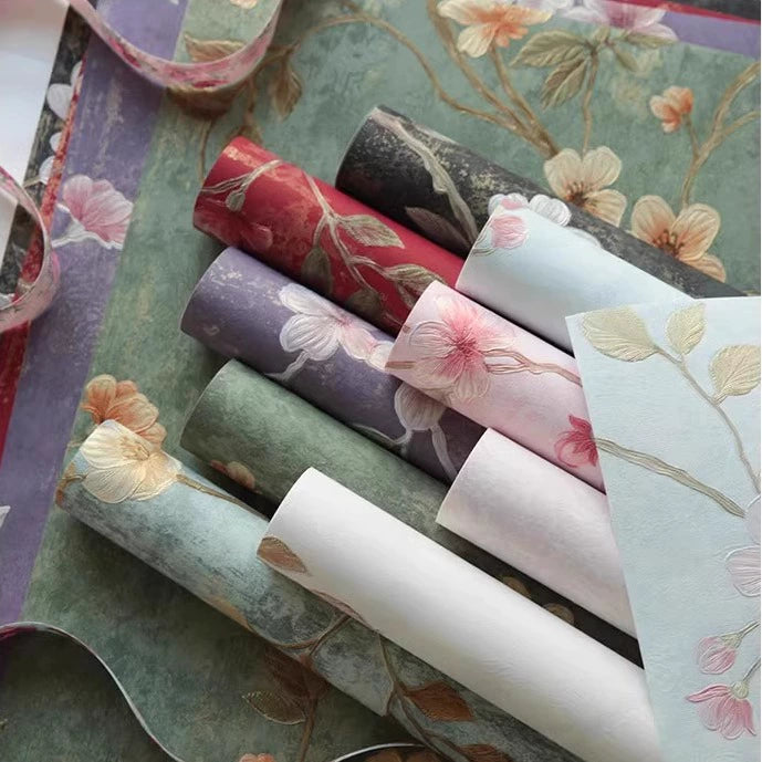 Embossed Floral Cloud Silk Gift Wrap - Elegant 3D High-Quality Floral Bouquet Wrap, 10 Sheets 53 x 53 cm