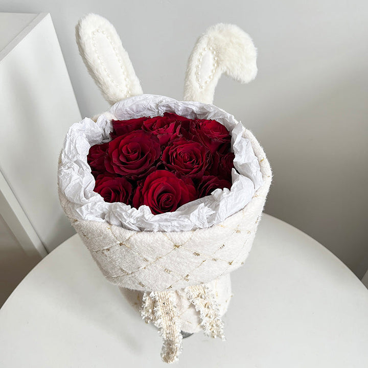 Plush Rabbit Ear with Pearls for Flower Packaging