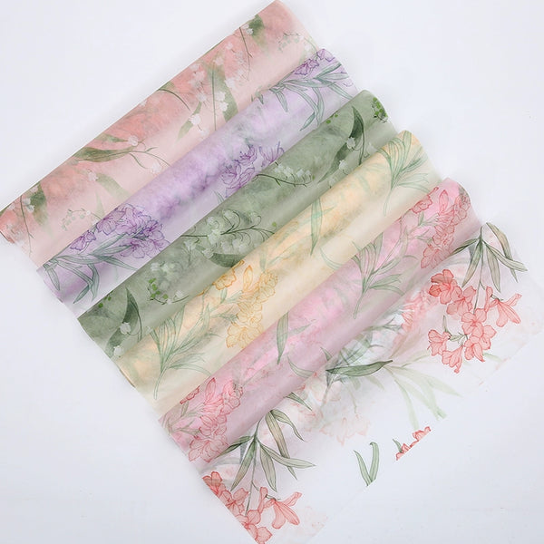 Floral Watercolor Non-Woven Flower Wrapping Paper - 50cm x 5 Yards